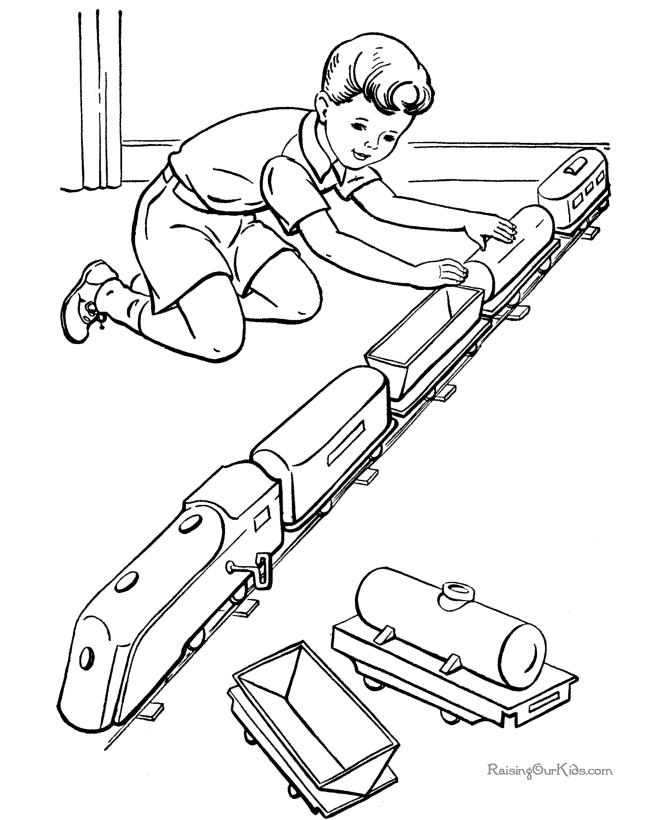Kid coloring page of train