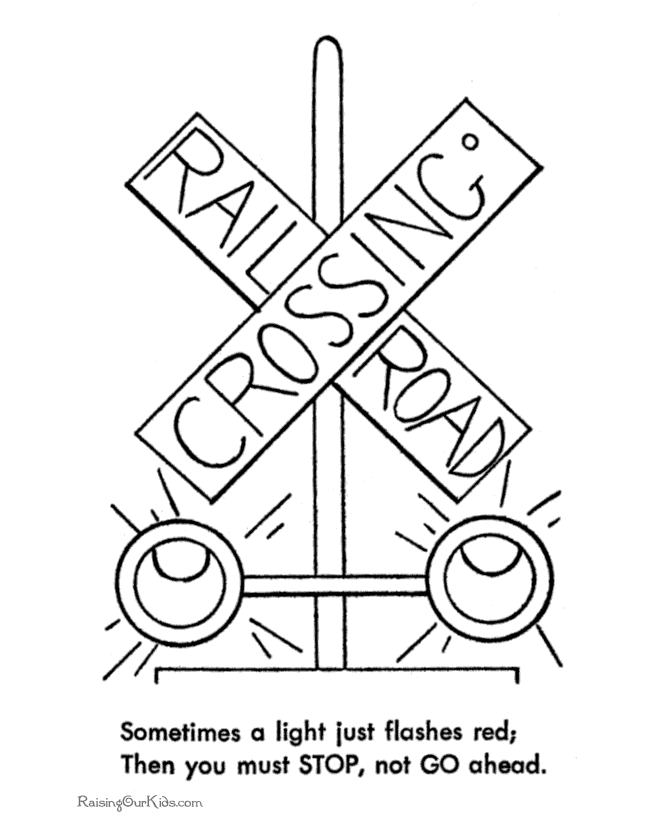 Railroad safety coloring page