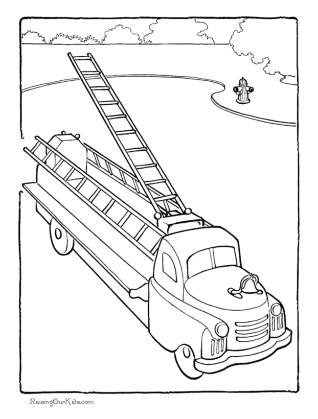 Firetruck kid coloring page