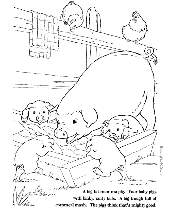 farm coloring page of mamma pig