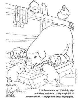 farm animal coloring pages of pigs