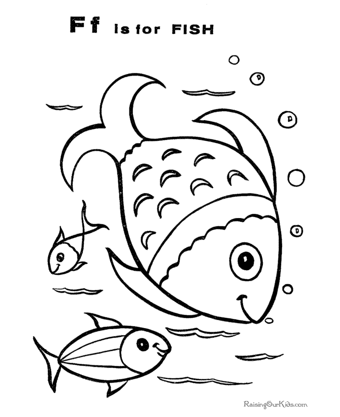 Ff is for Fish coloring page