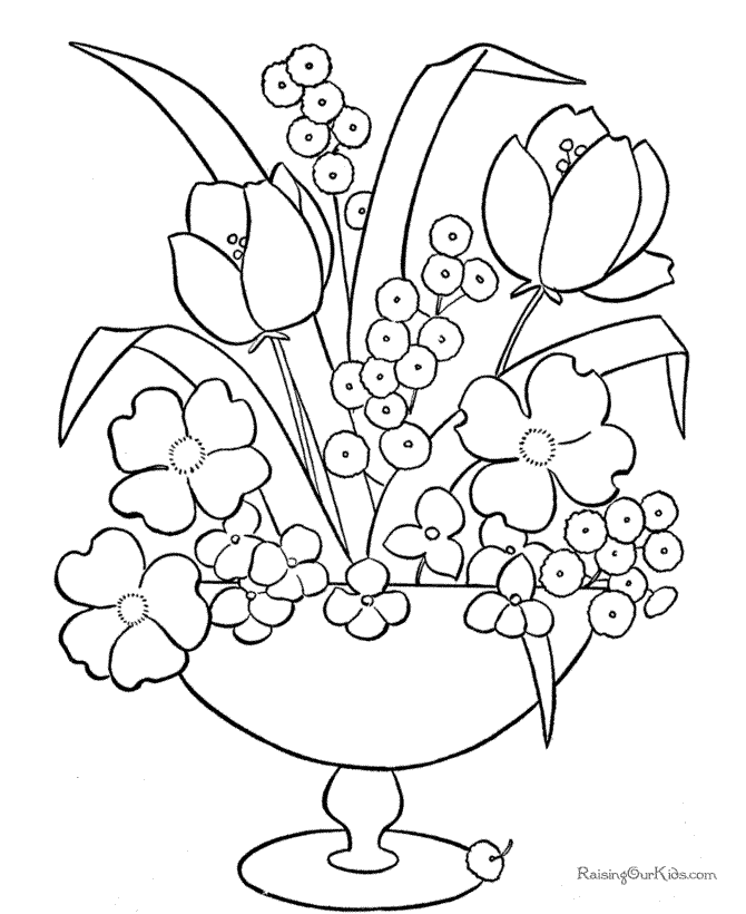 bowl of flowers coloring page