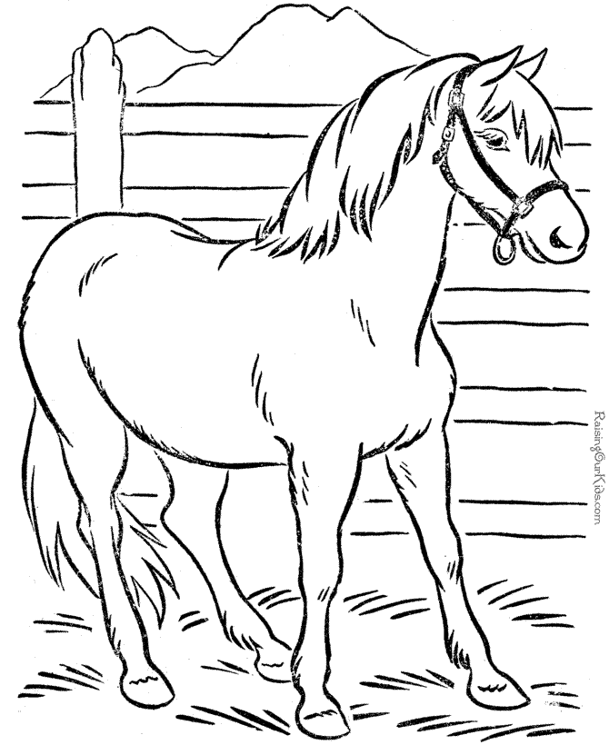 Farm horse coloring page