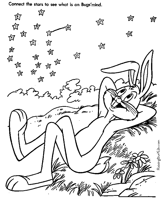 Connect the stars Bugs Bunny coloring page