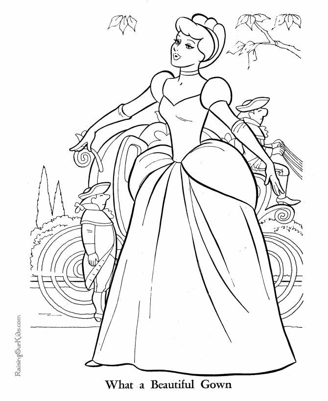 Beautiful Gown Cinderella coloring page