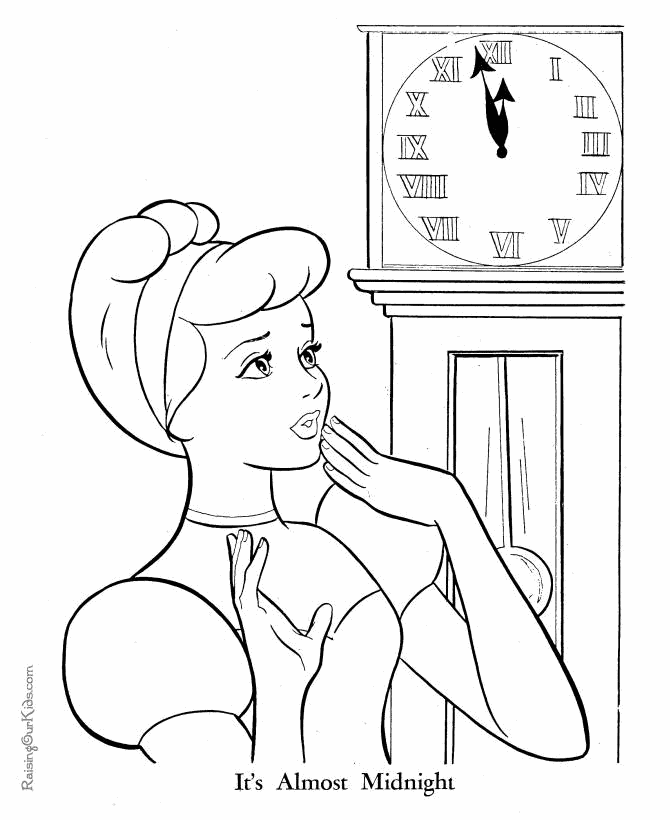 Cinderella coloring page - Almost midnight