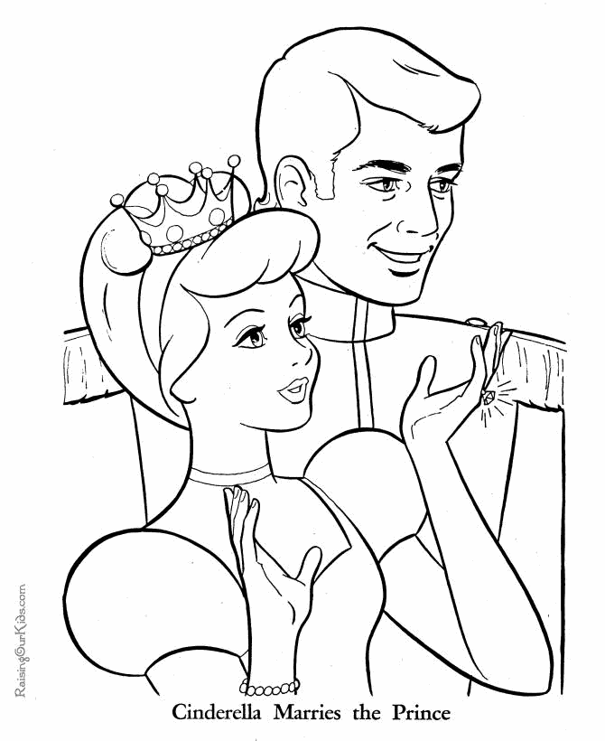 The Prince marries Cinderella coloring page