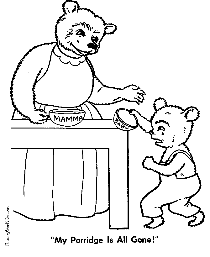 Three Bears coloring page to print