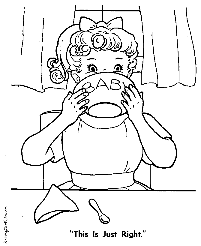 Goldilocks coloring page Just Right