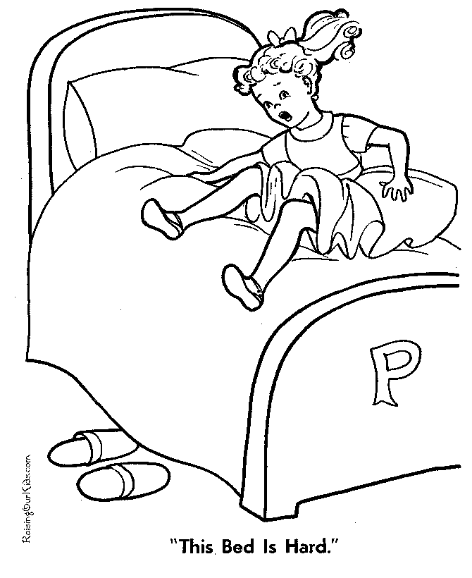 Goldilocks coloring page Bed is too hard