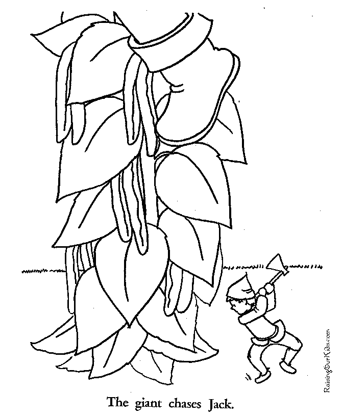 Jack and the Beanstalk coloring page Giant Chases Jack