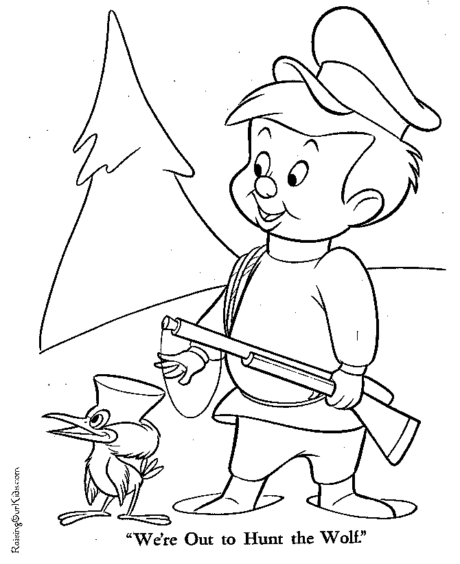 Peter and the Wolf coloring page Hunt the Wolf