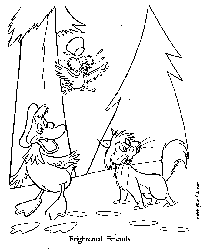Frightened Friends - Peter and the Wolf coloring page