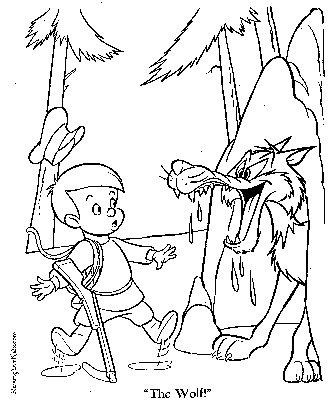 Peter meets the Wolf coloring page to print