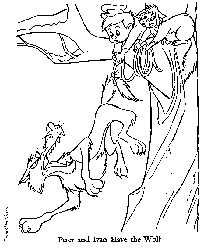 Peter catches the wolf coloring page