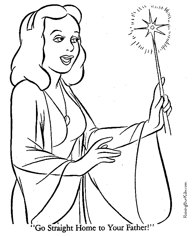Good Fairy and Pinocchio coloring page