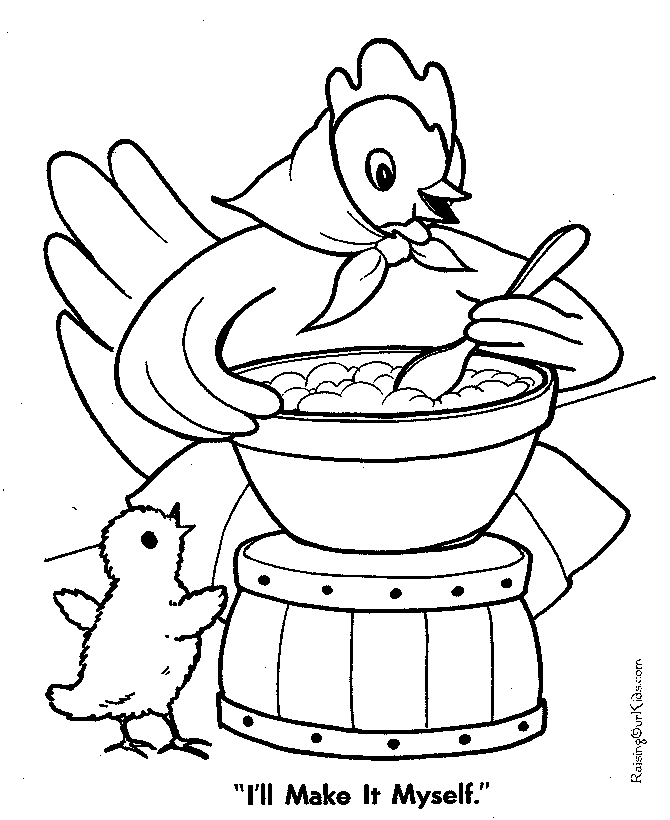Little Red Hen making bread coloring page