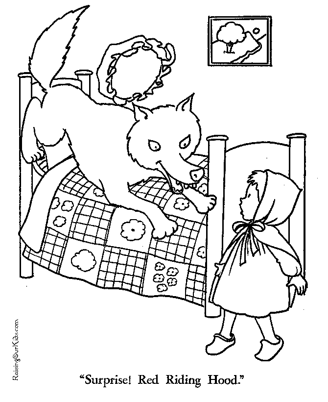free Little Red Riding Hood Meets Wolf coloring page
