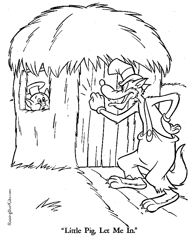 Let Me In Three Little Pigs coloring page