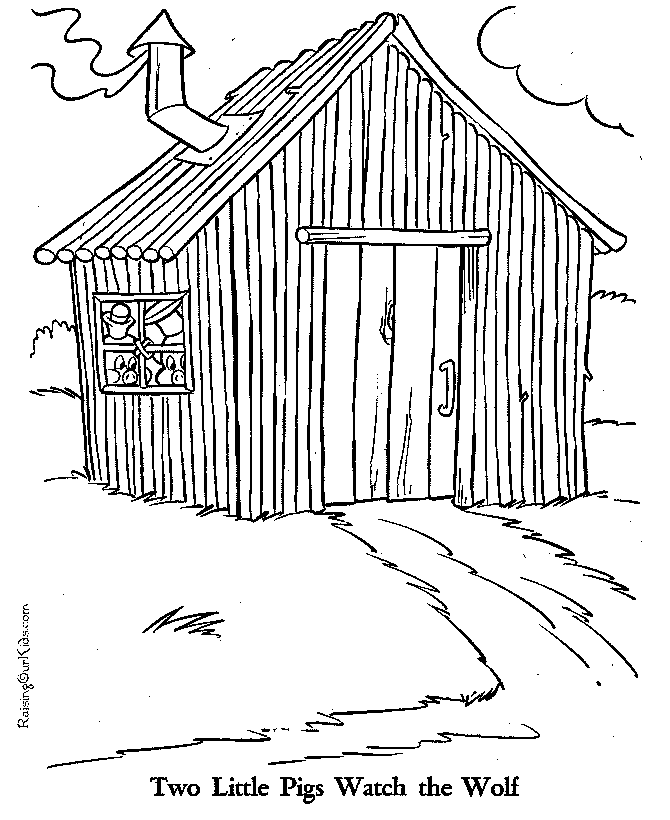 Three Pigs coloring page House of Sticks