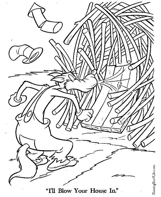 Three Pigs coloring page Blow Your House In