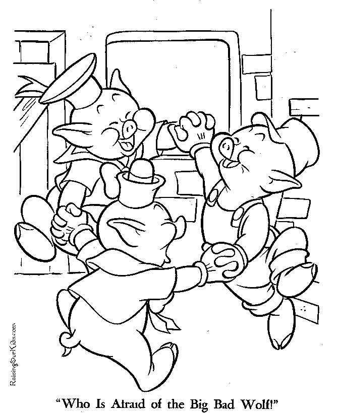 Fairy Tale of Three Pigs coloring page