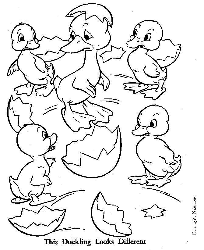 Ugly Duckling looks different coloring page