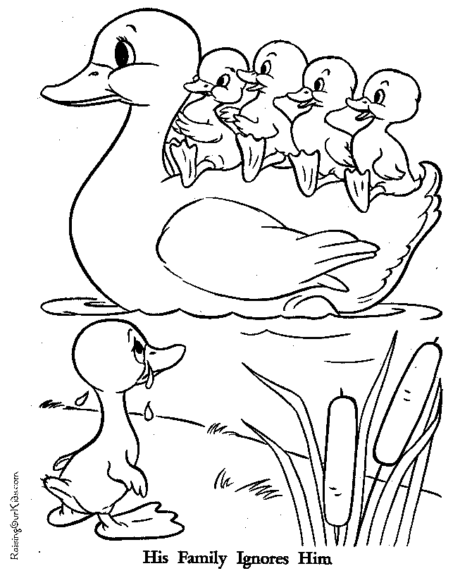 Ugly Duckling coloring page Family iqnores