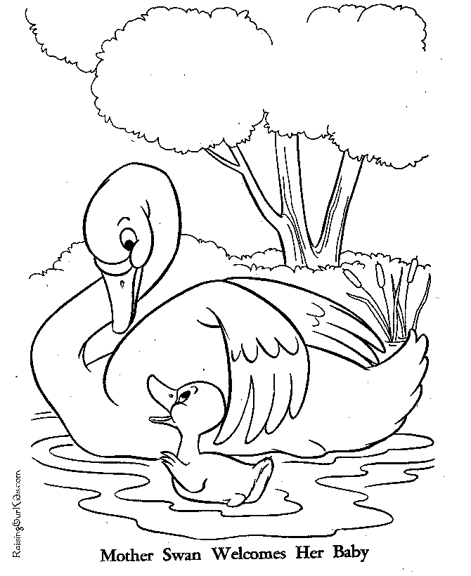 Ugly Duckling coloring page Mother Swan