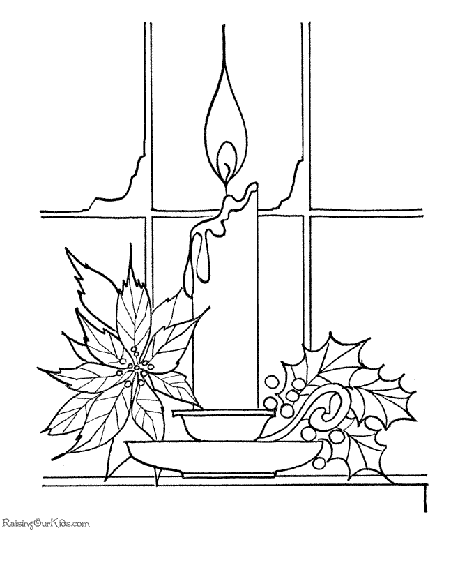 Free Christmas Candles Coloring Page