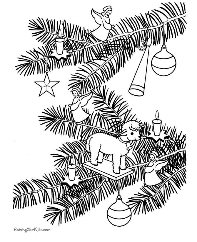 free Christmas tree ornament  coloring page