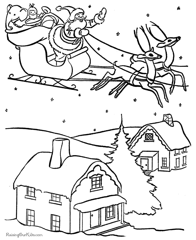 Santa in sleigh coloring page