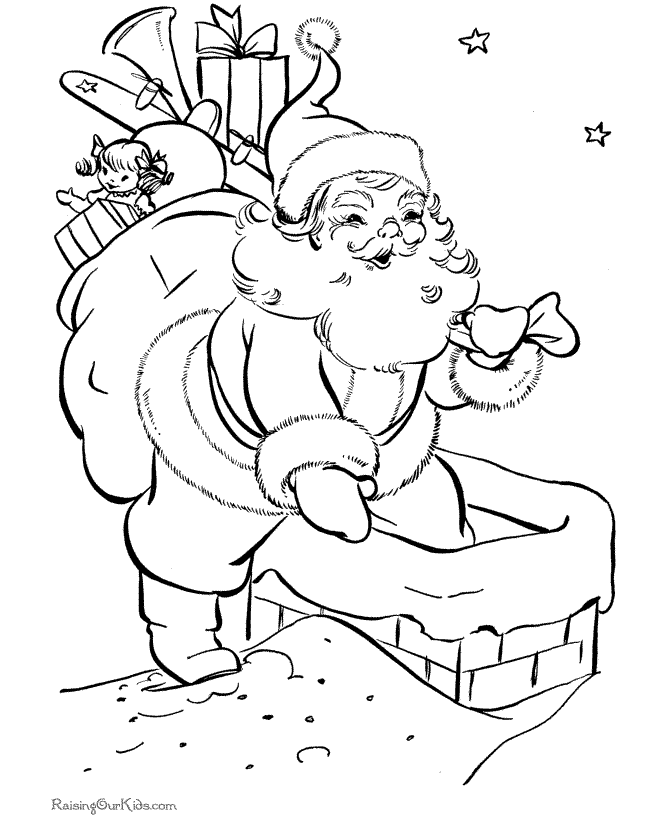 Down the Chimney Santa coloring page