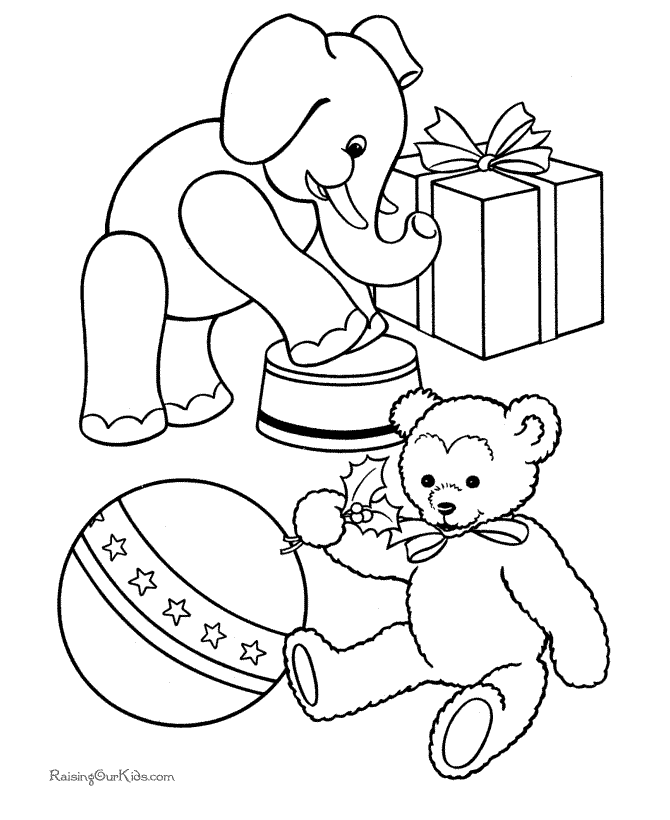 Kids Christmas toy coloring page