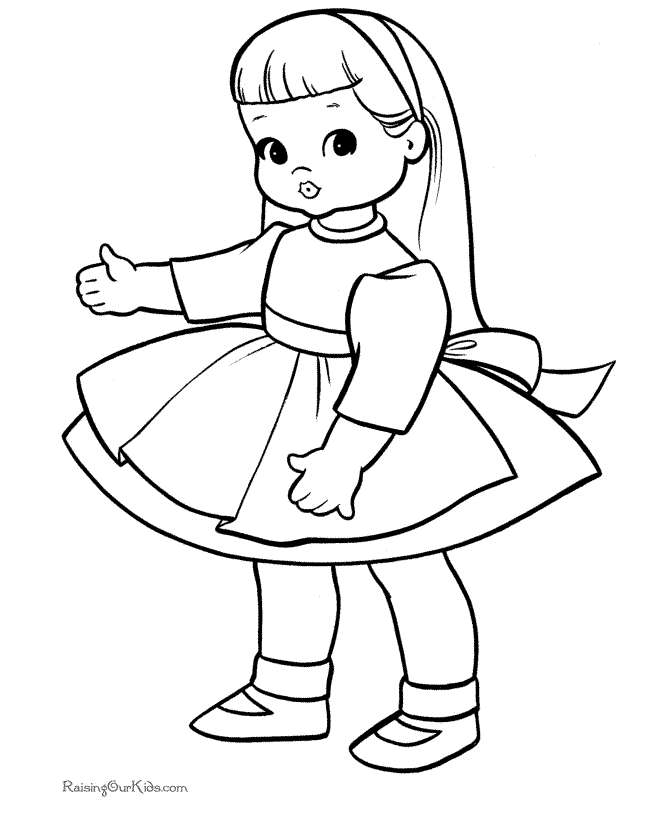 Girl Christmas toy coloring page of doll