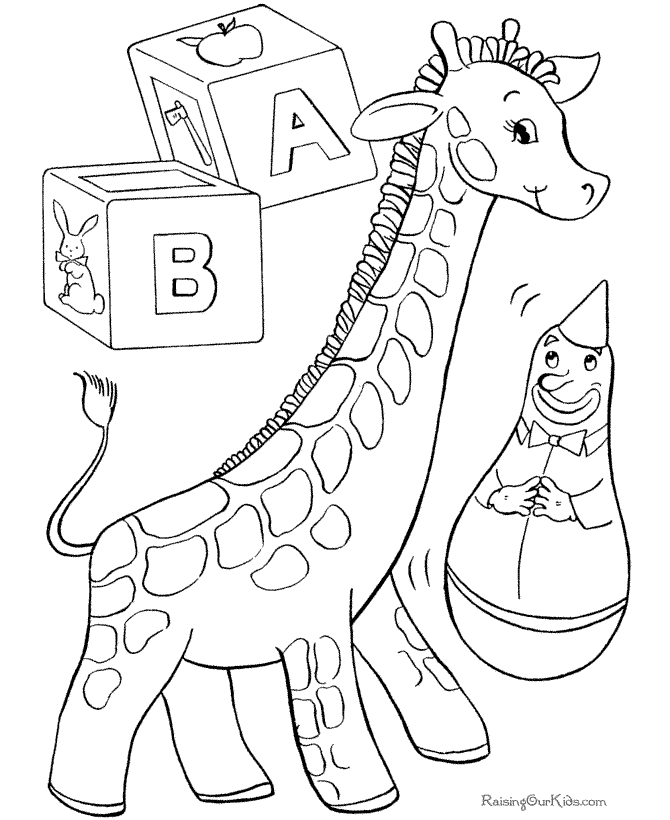 Christmas toy giraffe coloring page
