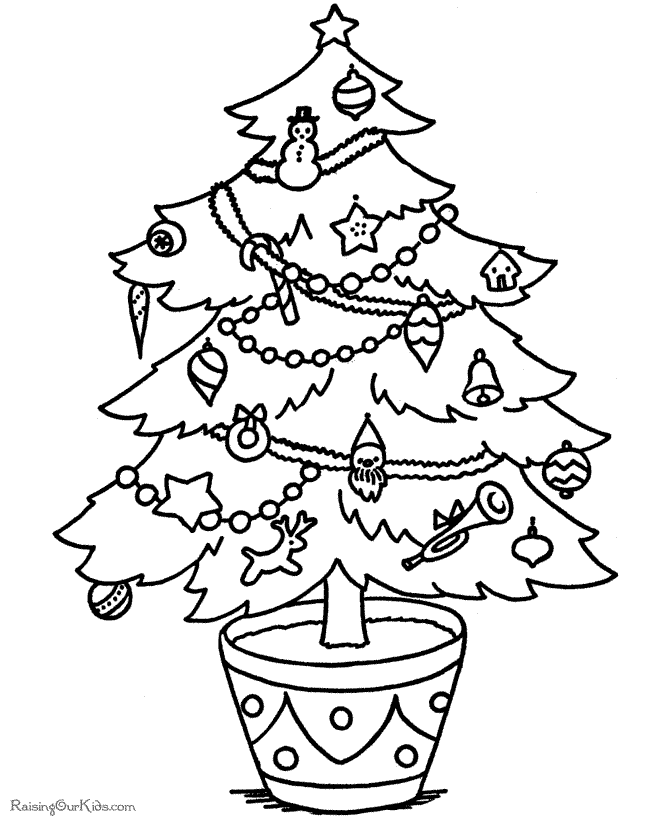Printable Christmas tree colouring page