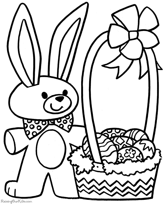 Easter Bunny and Easter Basket coloring page