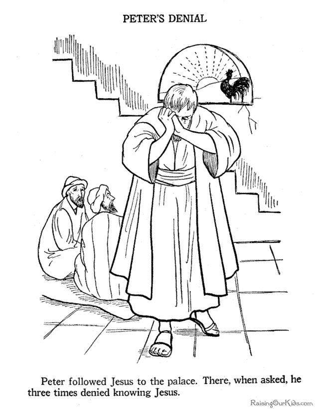 Christian Easter coloring page Peter's denial of Jesus