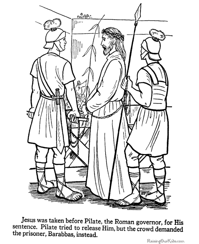 Christian Easter coloring page Jesus before Pilate