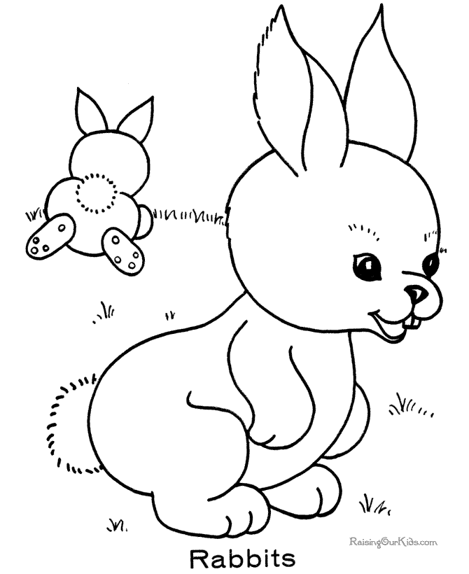 Easter rabbits preschool coloring page