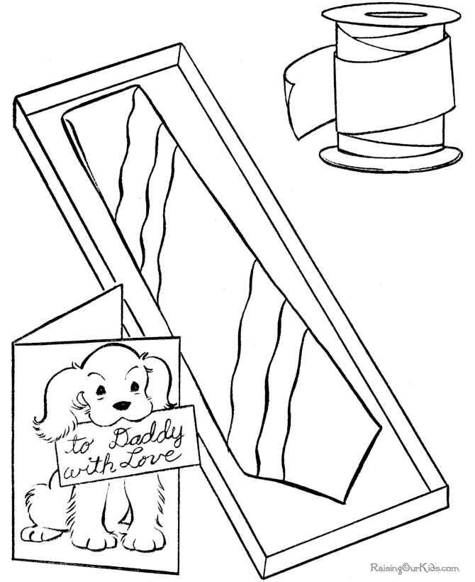 Printable tie and card Father´s Day coloring page