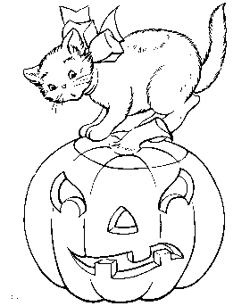 coloring page of Halloween cat