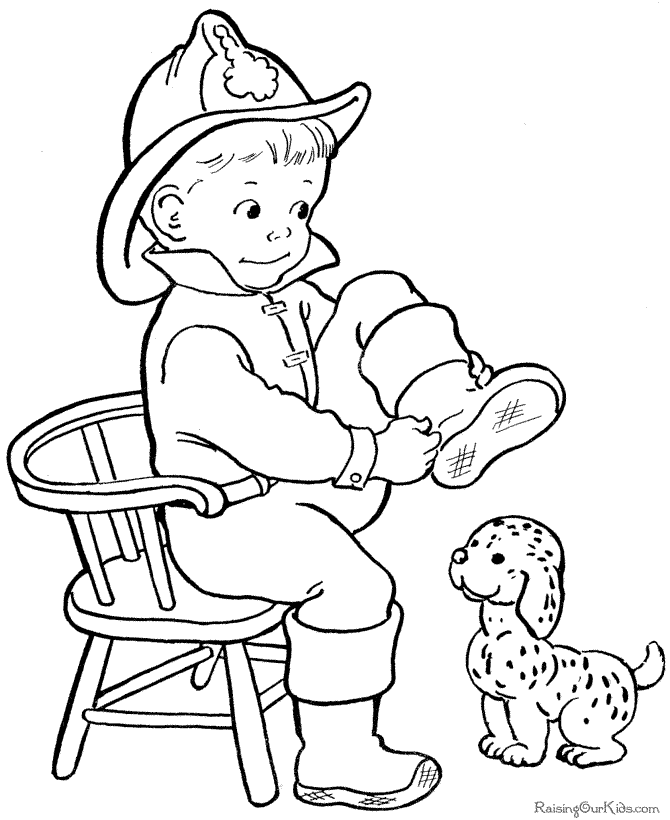 Halloween fireman costume coloring page
