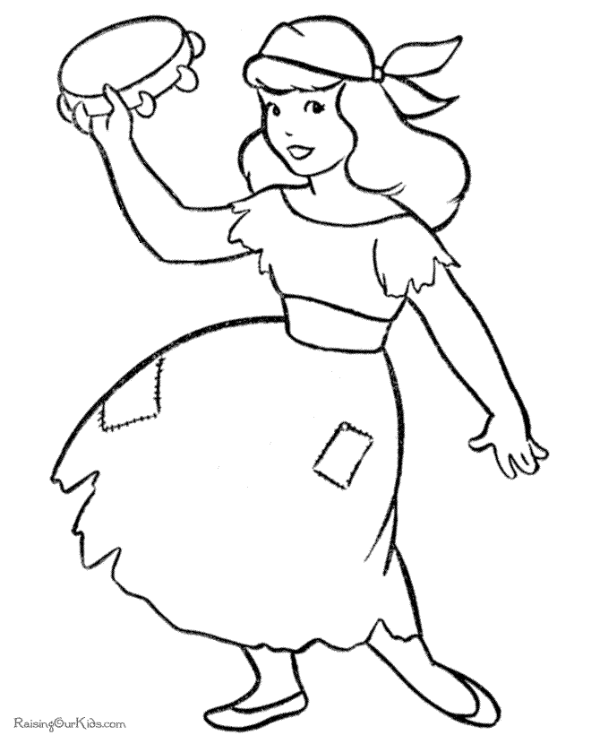 Halloween gypsy costume coloring page