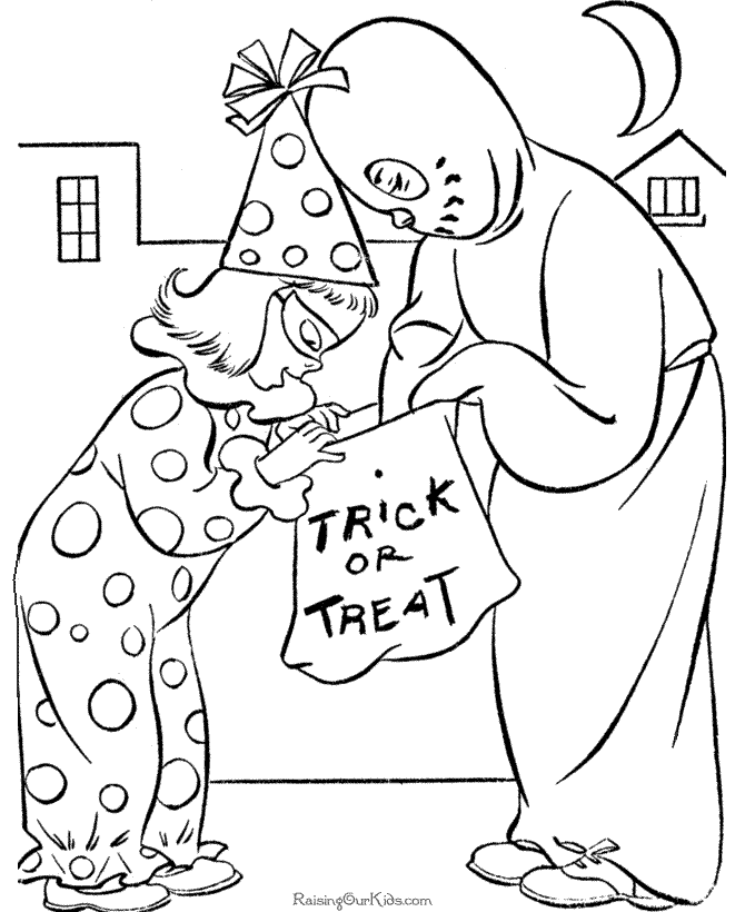 Trick or Treat Halloween costume coloring page