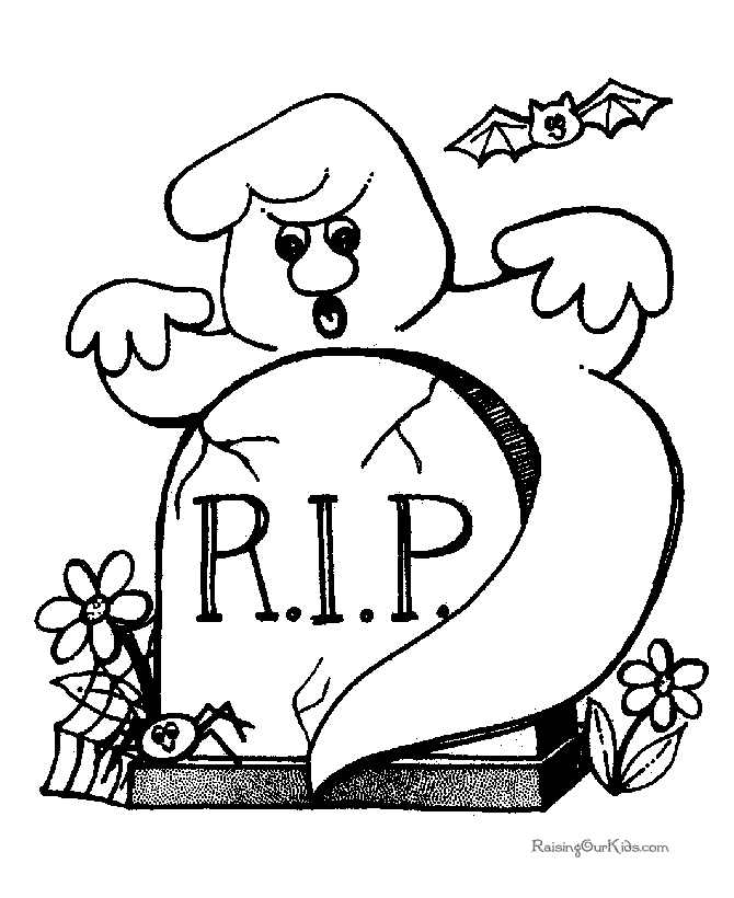 ghost RIP Halloween colouring page