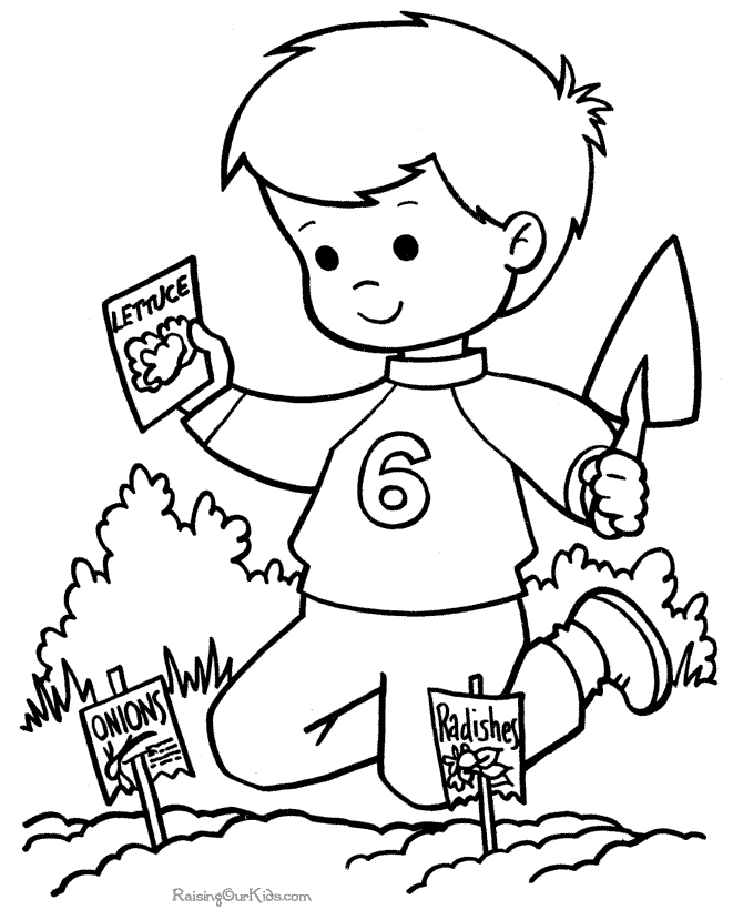 Planting Seeds Spring Coloring Page