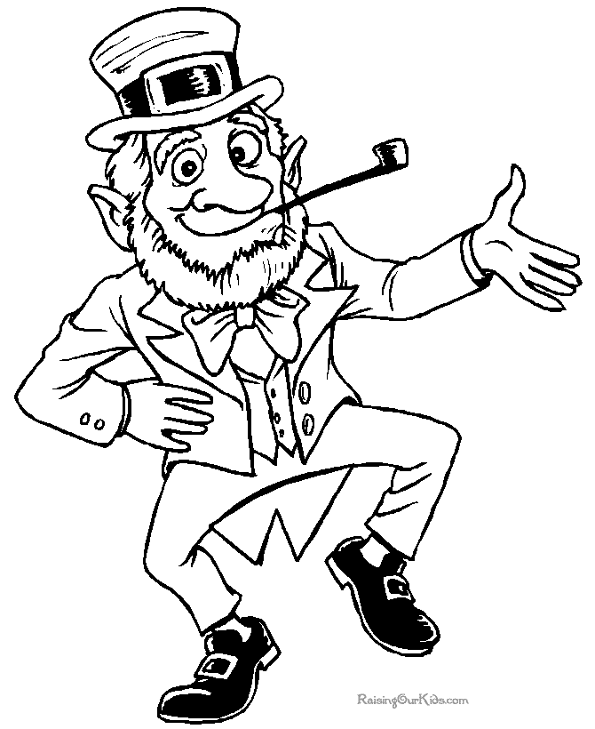 St Patrick's Day Dancing Leprechaun Coloring Page